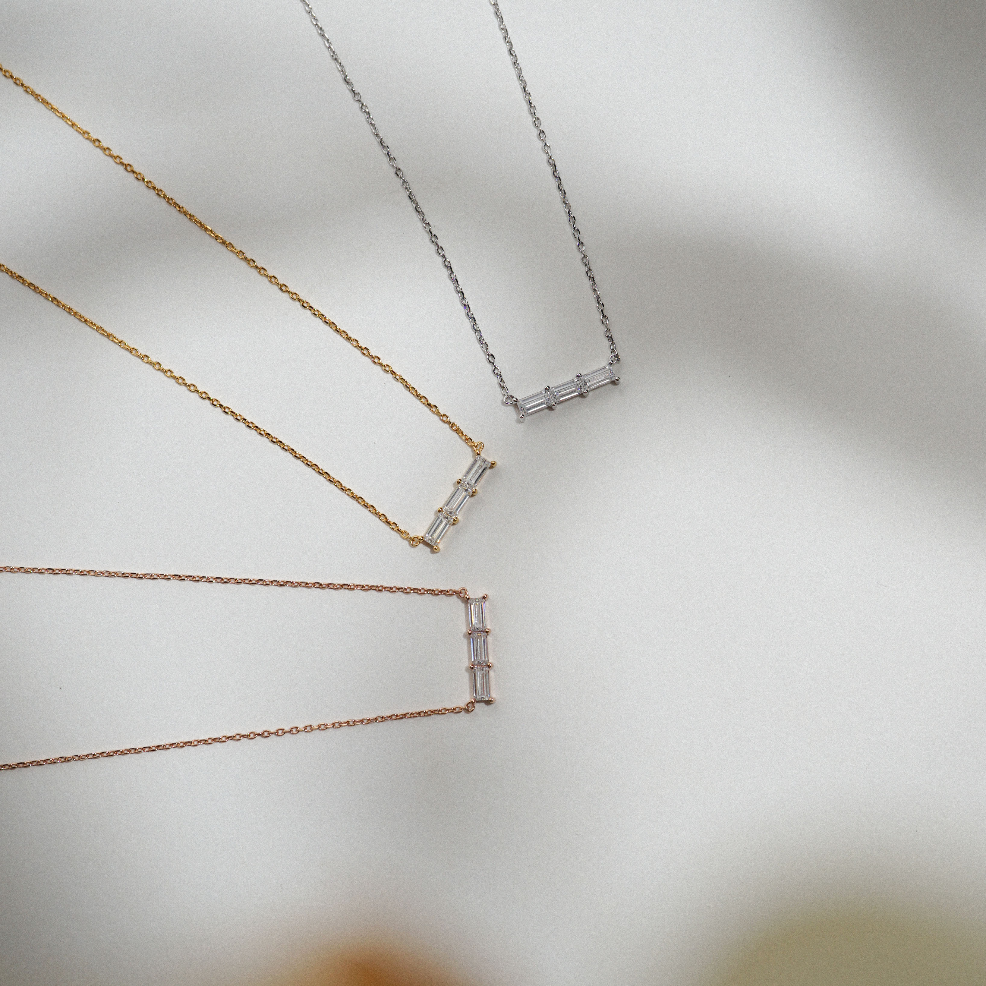 Triple Baguette Bar Necklace