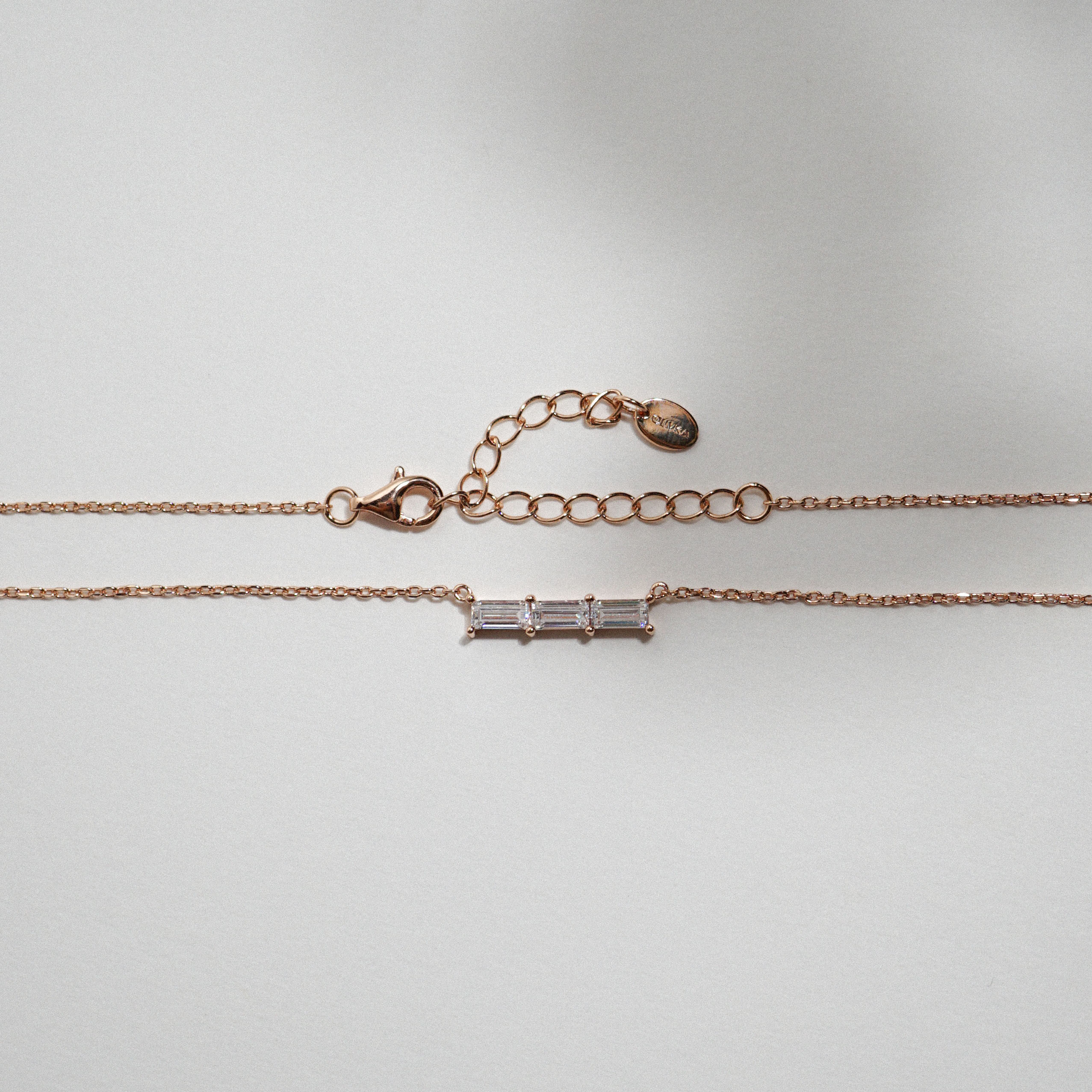 Triple Baguette Bar Necklace