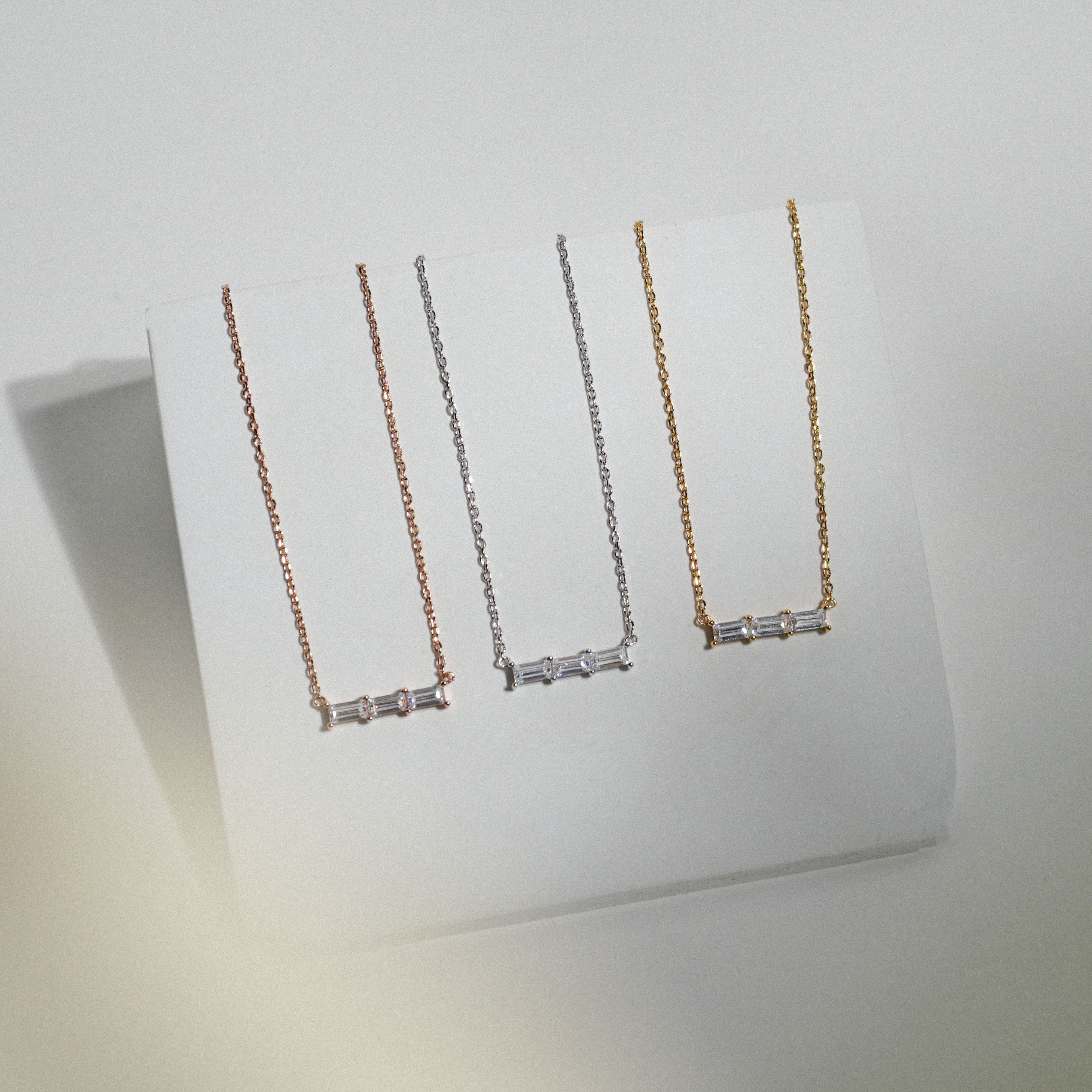 Triple Baguette Bar Necklace