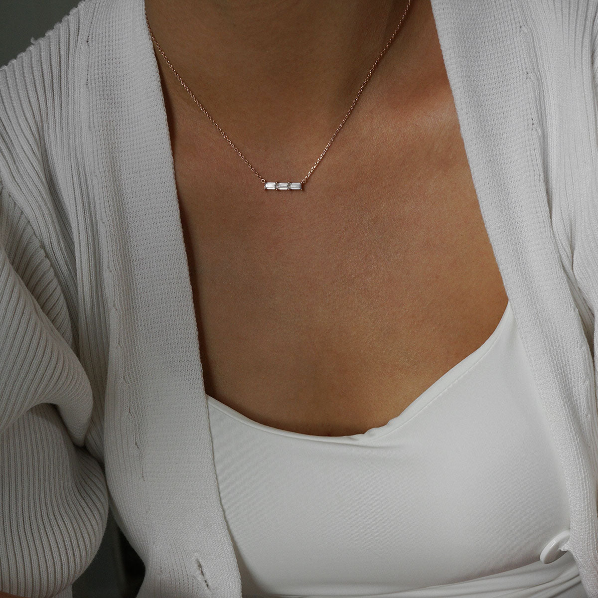 Triple Baguette Bar Necklace